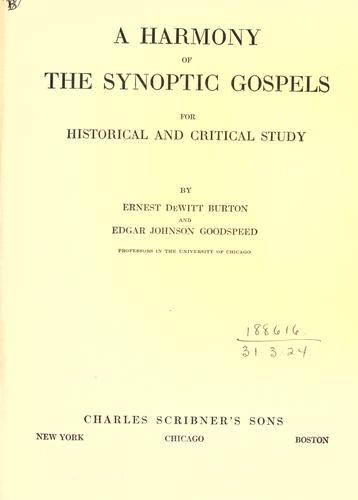A harmony of the Synoptic Gospels for historical and critical study