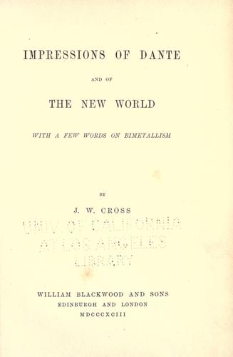 Impressions of Dante and of the New world