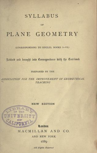 Syllabus of plane geometry