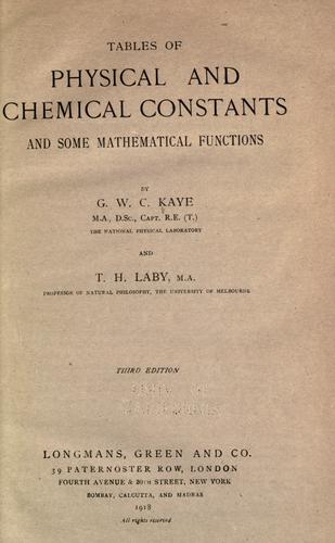 Tables of physical and chemical constants and some mathemtical functions
