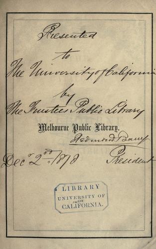 The catalogue of the Melbourne public library for 1861