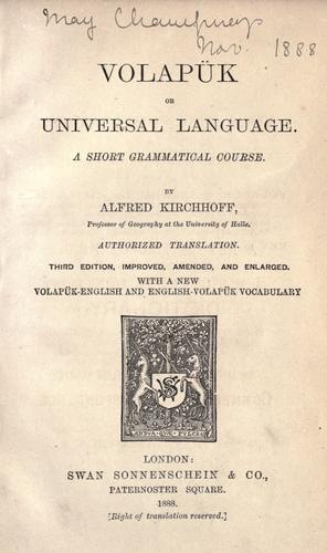 Volapük, or, Universal language