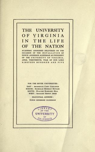 The University of Virginia in the life of the nation