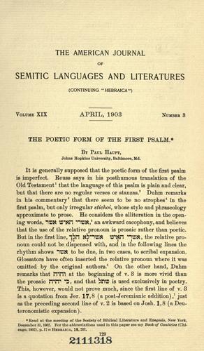 The poetic form of the first Psalm