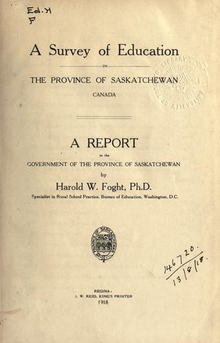 A survey of education in the province of Saskatchewan, Canada