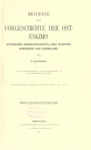 Beiträge zur Vorgeschichte der Ost-Eskimo