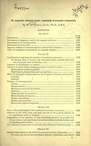 On magnetic rotatory power, especially of aromatic compounds
