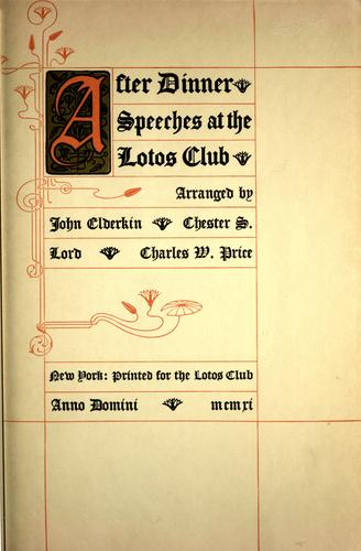 Speeches at the Lotos club