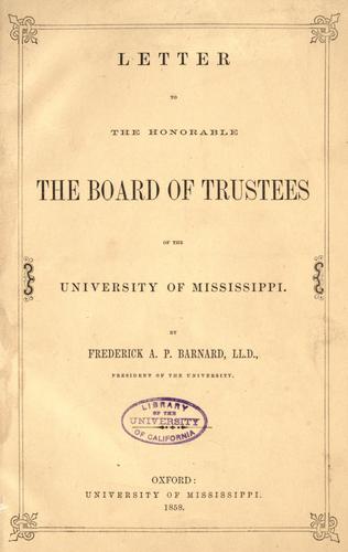 Letter to the honorable, the Board of Trustees of the University of Mississippi