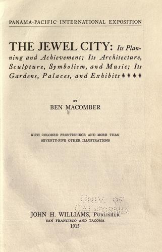 The jewel city: its planning and achievement
