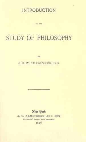 Introduction to the study of philosophy