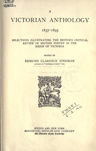A Victorian anthology, 1837-1595