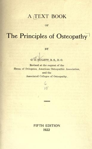 A text book of the principles of osteopathy