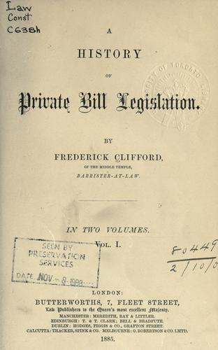 A history of private bill legislation