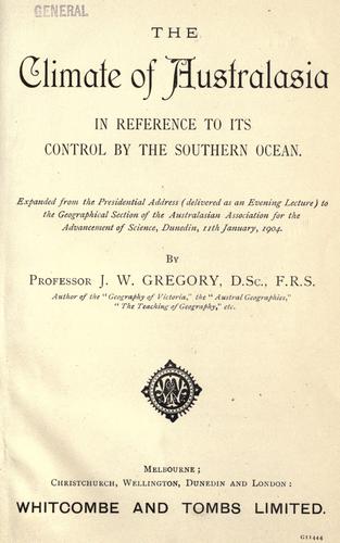 The climate of Australasia in reference to its control by the Southern Ocean