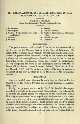 Prevocational industrial training in the seventh and eight grades