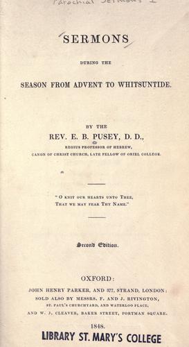 Sermons during the season from Advent to Whitsuntide