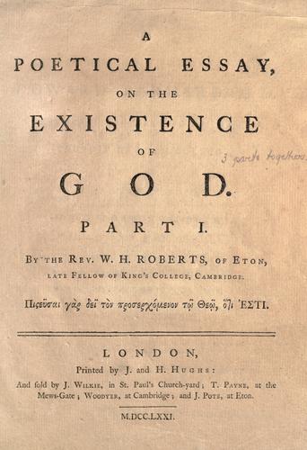 A poetical essay on the existence of God