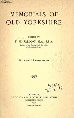 Memorials of old Yorkshire