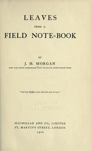 Leaves from a field note-book