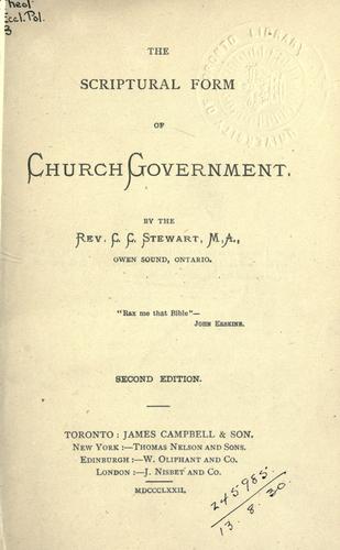 The scriptural form of church government