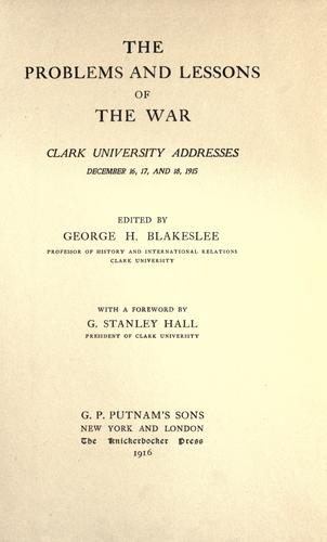 The problems and lessons of the war ..