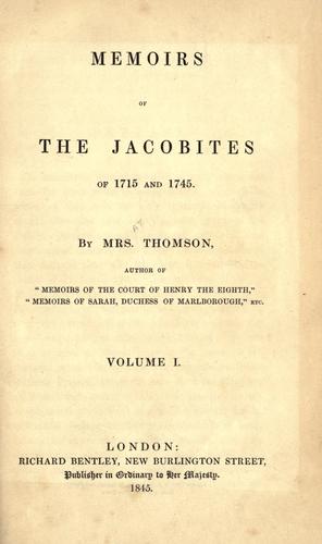 Memoirs of the Jacobites of 1715 and 1745