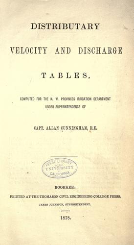 Distributary velocity and discharge tables