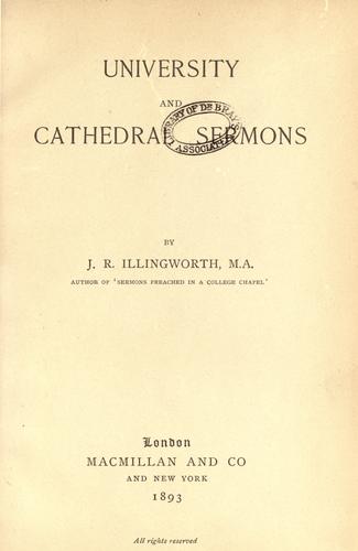 University and cathedral sermons