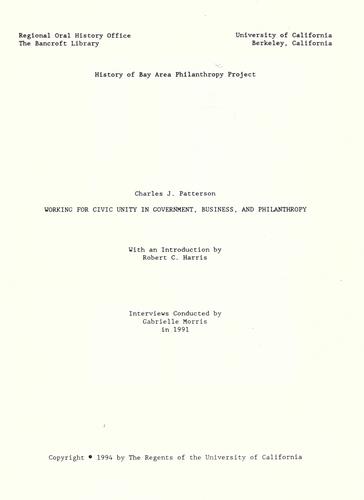 Working for civic unity in government, business, and philanthropy