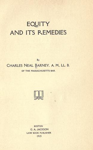 Equity and its remedies