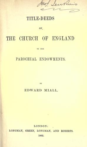 Title-deeds of the Church of England to the parochial endowments