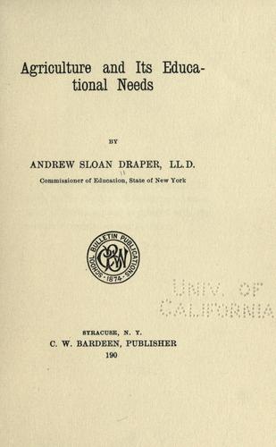 Agriculture and its educational needs