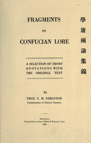 Fragments of Confucian lore