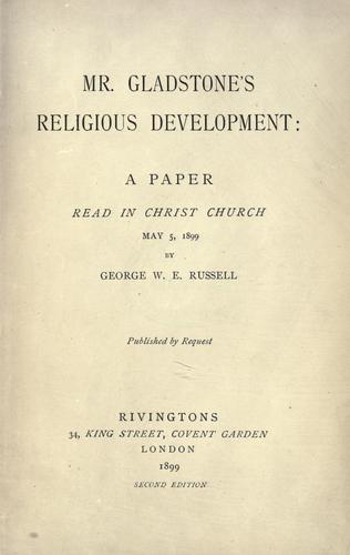Mr. Gladstone's religious development