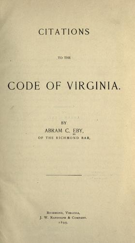 Citations to the code of Virginia