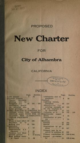 Proposed new charter for city of Alhambra, California