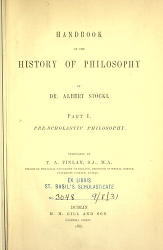 Handbook of the history of philosophy