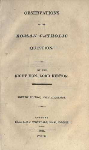 Observations on the Roman Catholic question