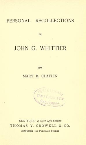 Personal recollections of John G. Whittier