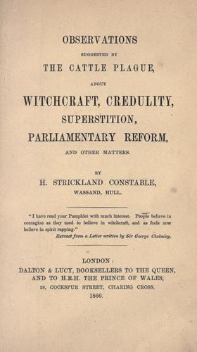 Observations suggested by the cattle plague