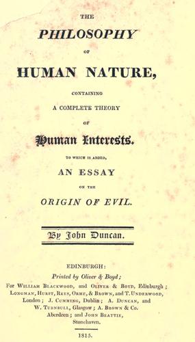 The philosophy of human nature