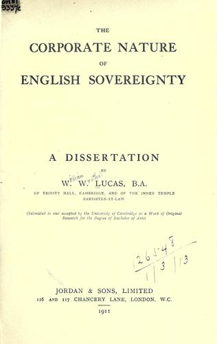 The corporate nature of English sovereignty
