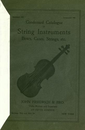 Condensed catalogue of string instruments, bows, cases, strings, etc