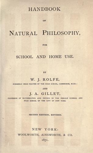 Handbook of natural philosphy for school and home use