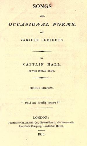 Songs and occasional poems, on various subjects