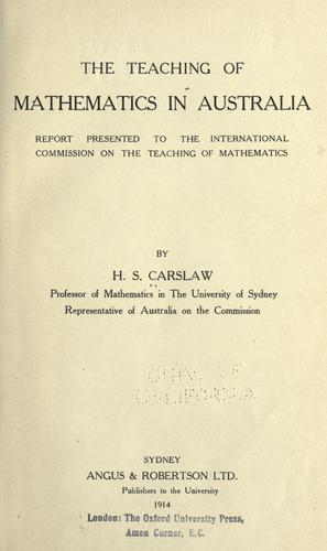 The teaching of mathematics in Australia