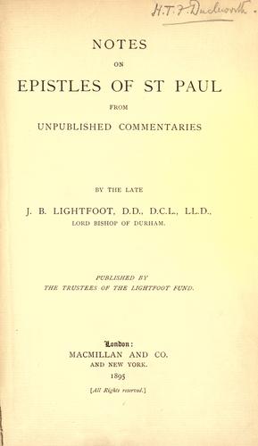 Notes on Epistles of St. Paul from unpublished commentaries