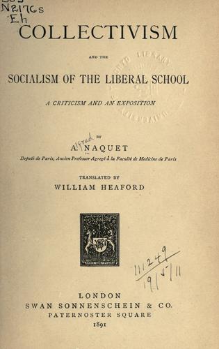 Collectivism and the socialism of the liberal school