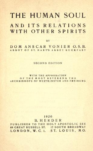 The human soul and its relations with other spirits